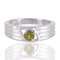 Peridot and 925 Silver Band Ring